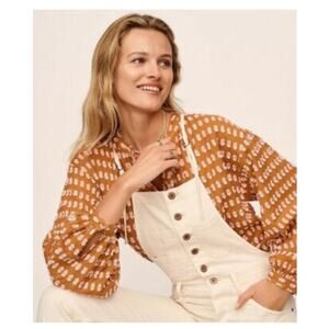 EUC Anthropologie Pilcro Tavi textured cotton top balloon sleeves sz: S